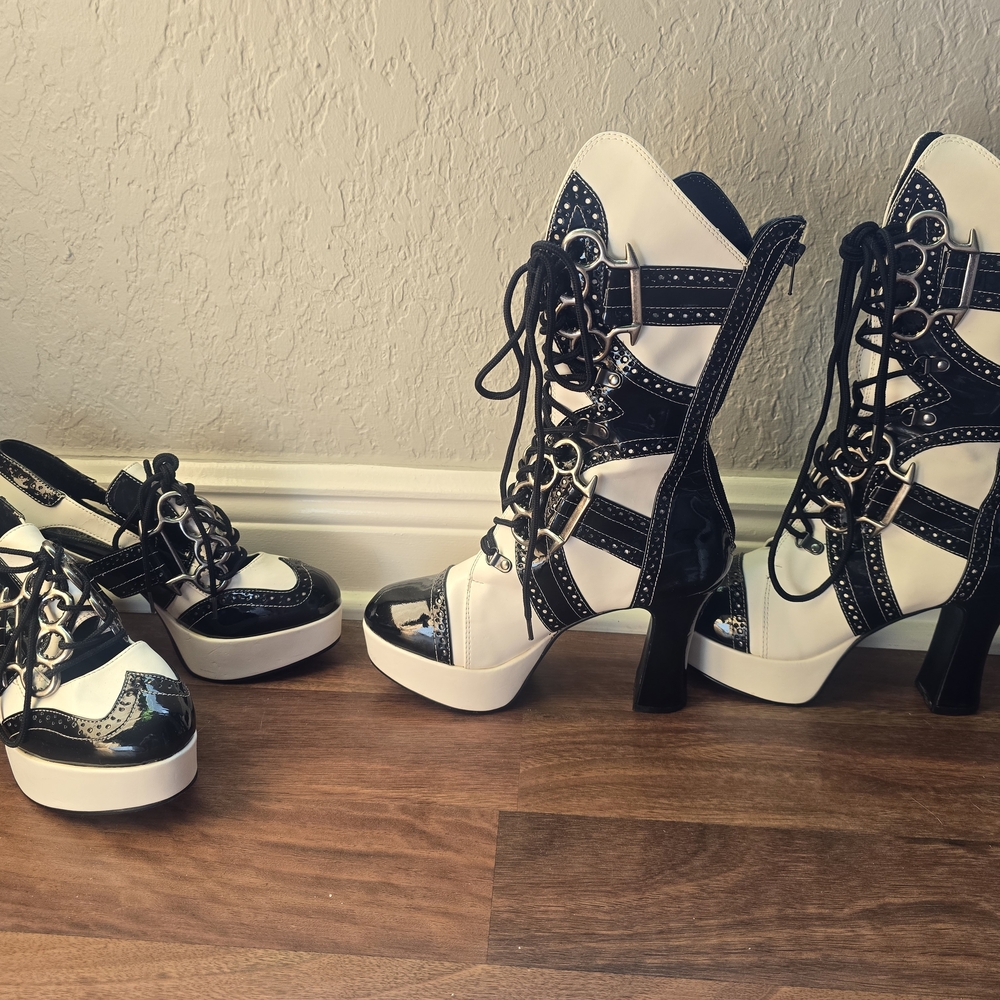 Funtasma Two-Tone Lace-Up Heeled Boots